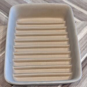 Pampered Chef Stoneware Rectangle Pan Ridged Bacon Baker 5114 9"x6.75"x1.75”